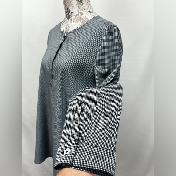 J. JILL Black and white gingham long sleeve tunic top size M. - Picture 3 of 13